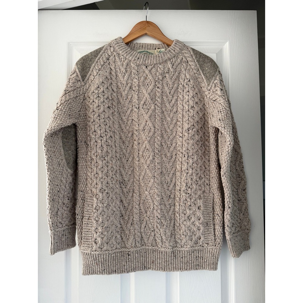 Aran Crafts Ireland Merino Wool Knit Sweater Cottage Fisherman
